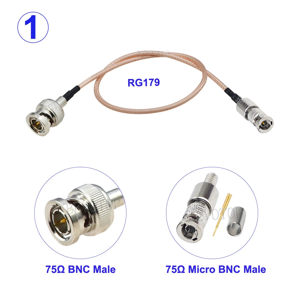 1Pcs RG179 Cable 75 Ohm Micro BNC Male to BNC Male/BNC Female Connector RG-179 RF Pigtail HD Video Mini BNC to BNC Jumper Line