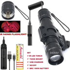 Zoomable LED Infrared Tactical Flashlight Night Vision Rechargeable Waterproof Hunting Torch 850nm/940nm IR Flashlight