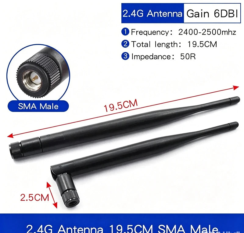 WiFi Antenna 6DBI 2.4GHz Foldable Glue Stick Antenna SMA Male Connector 2400-2500MHz Signal Booster For WiFi Router Wireless