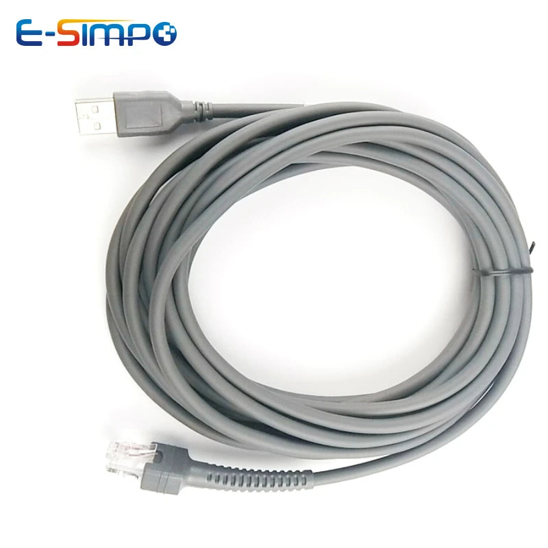 2/3/5M USB Straight/Coiled Cable For BarCode Scanner LS1203 LS2208AP LS4208 LS4278 DS6707 DS6708 USB to RJ48 RJ50 CBA-U01-S07ZAR