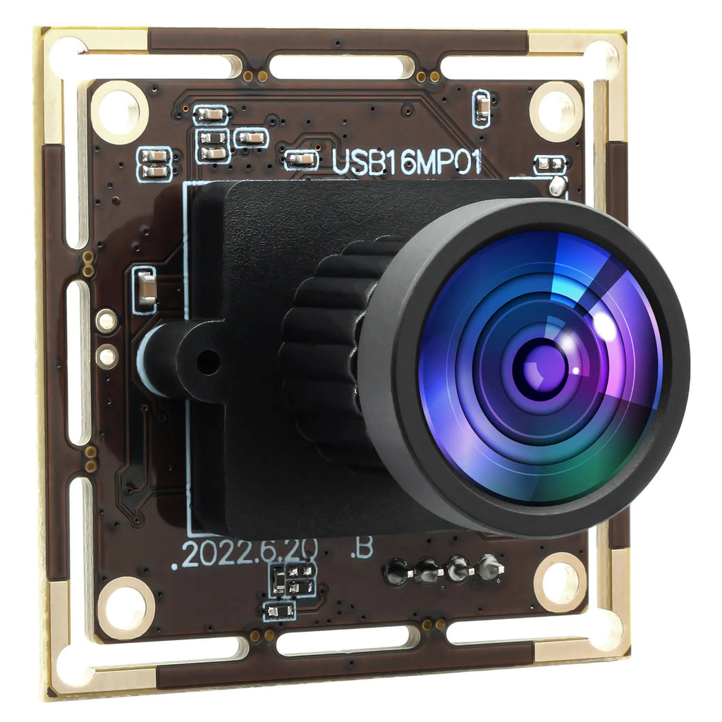 ELP 16MP USB Camera Module Wide Angle PC Webcam with Micro Distortion Lens IMX298 Industrial Lightburn Camera for Raspberry Pi