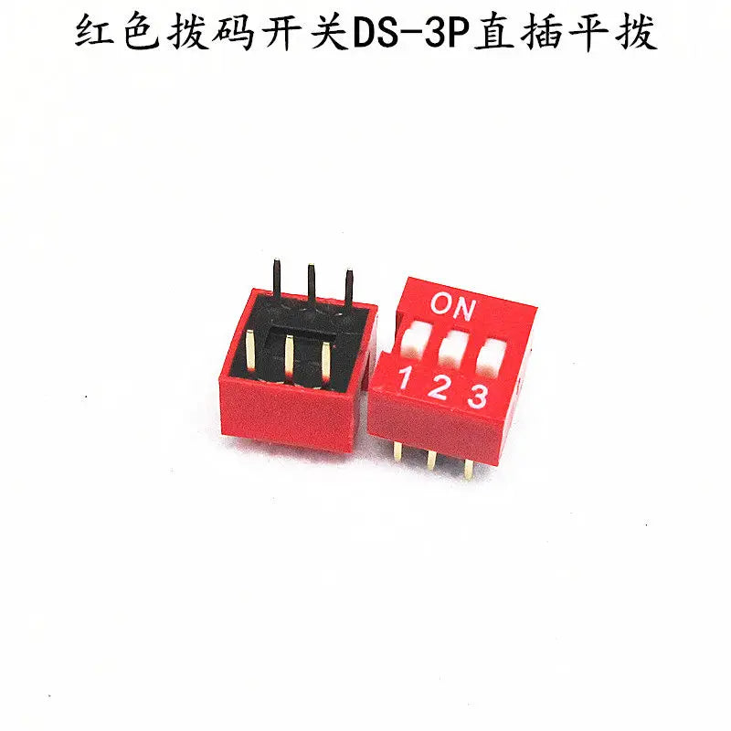 10PCS Red and blue dip switch 1 2 3 4 5 6 7 8 9 10 12PIN toggle switch spacing 2.54mm feet