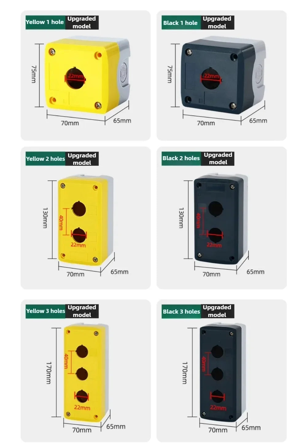 1/2/3/4/5 Hole Button Switch Control Box Button Emergency Stop Dustproof Waterproof IP65 Button Thickened Yellow Gray