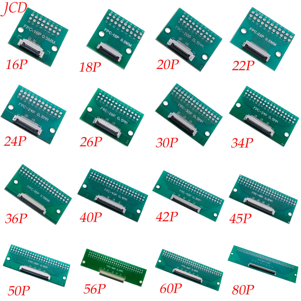 FPC FFC Flexible Cable Adapter Board 0.5mm Pitch Connector SMT to 2.54mm 16P/18P/20P/22P/24P/26P/30P/36P/40P/45P/50P/56P/60P/80P