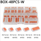 Electrical Wire Connector Set 48/62PCS 2/3/4/5/8 Port Lever Quick Splice Wire Connectors 32A 250V AWG28-12 0.08-4mm2 Storage Box