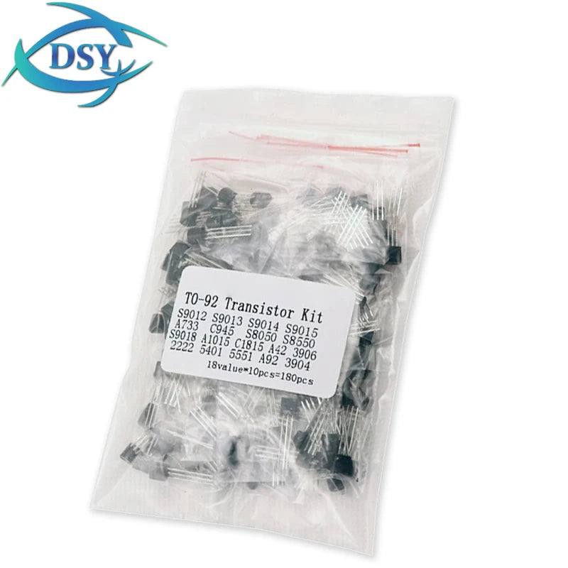 18Kinds*10pcs=180pcs TO-92 Transistor Assorted Kit 2N2222 S9013 S9014 S9015 S9018 S8050 S8550 2N5551 2N5401 2N3904 2N3906 C1815