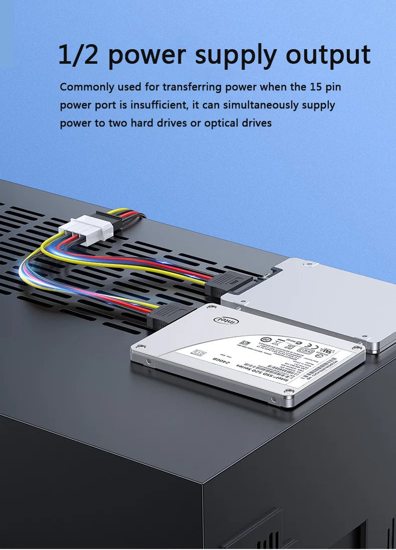 4 Pin IDE Molex to 2 Sata/SATA 15Pin To 2 SATA 15 Pin /SATA 15 Pin to Molex IDE 4 Pin Power HDD Splitter Connector Cable for PC