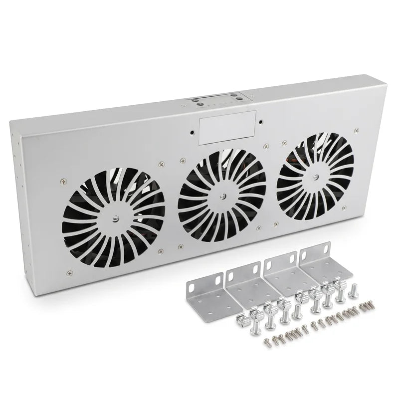 US 19" Rack Cabinet Cooling Fan Module1U/2U Horizontal/Vertical Mount Temperature Control Server Chassis Fan Black/Silver