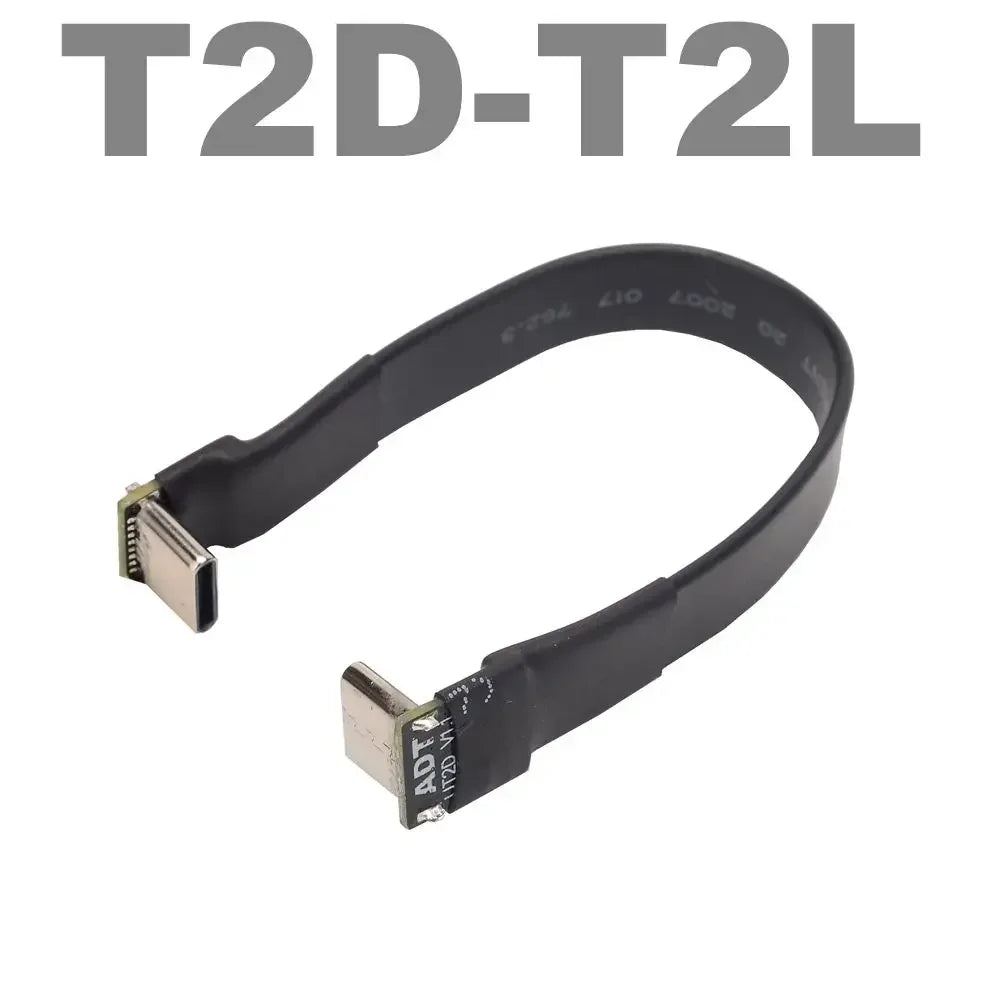 USB 2.0 Type C Ribbon Flat Cable Shielded Extension FPC Cable USB 2.0 USB-C 90 Degree Up/Down Angled Connectors 5CM-3M For TV PC