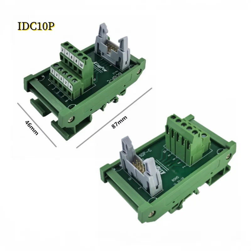 IDC10P/14P/16P/20P/26P/30P/40P/50P/60P/64Pin DC-2 To Terminal Block Breakout Board Adapter PLC Relay Terminals DIN Rail Mounting