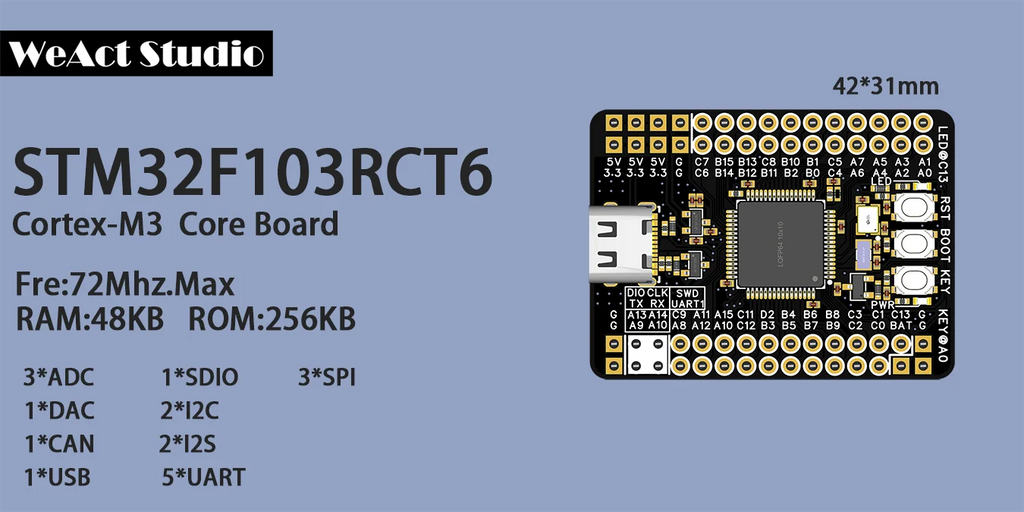 WeAct STM32F103RCT6 ARM STM32 Development Board Small System Board STM32 F103RCT6 STM32F103 STM32F1 Development Board