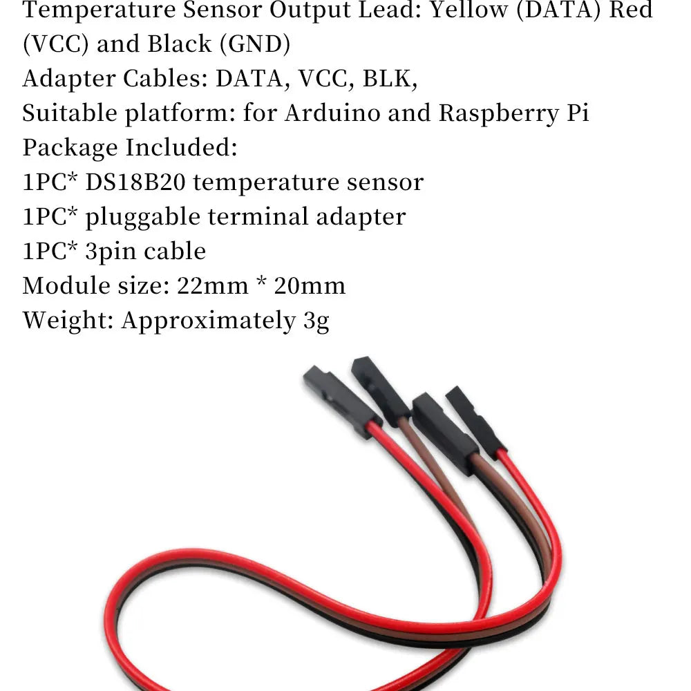 1/3/5Pcs DS18B20 Temperature Sensor Module Digital Waterproof Stainless Steel Probe for Arduino
