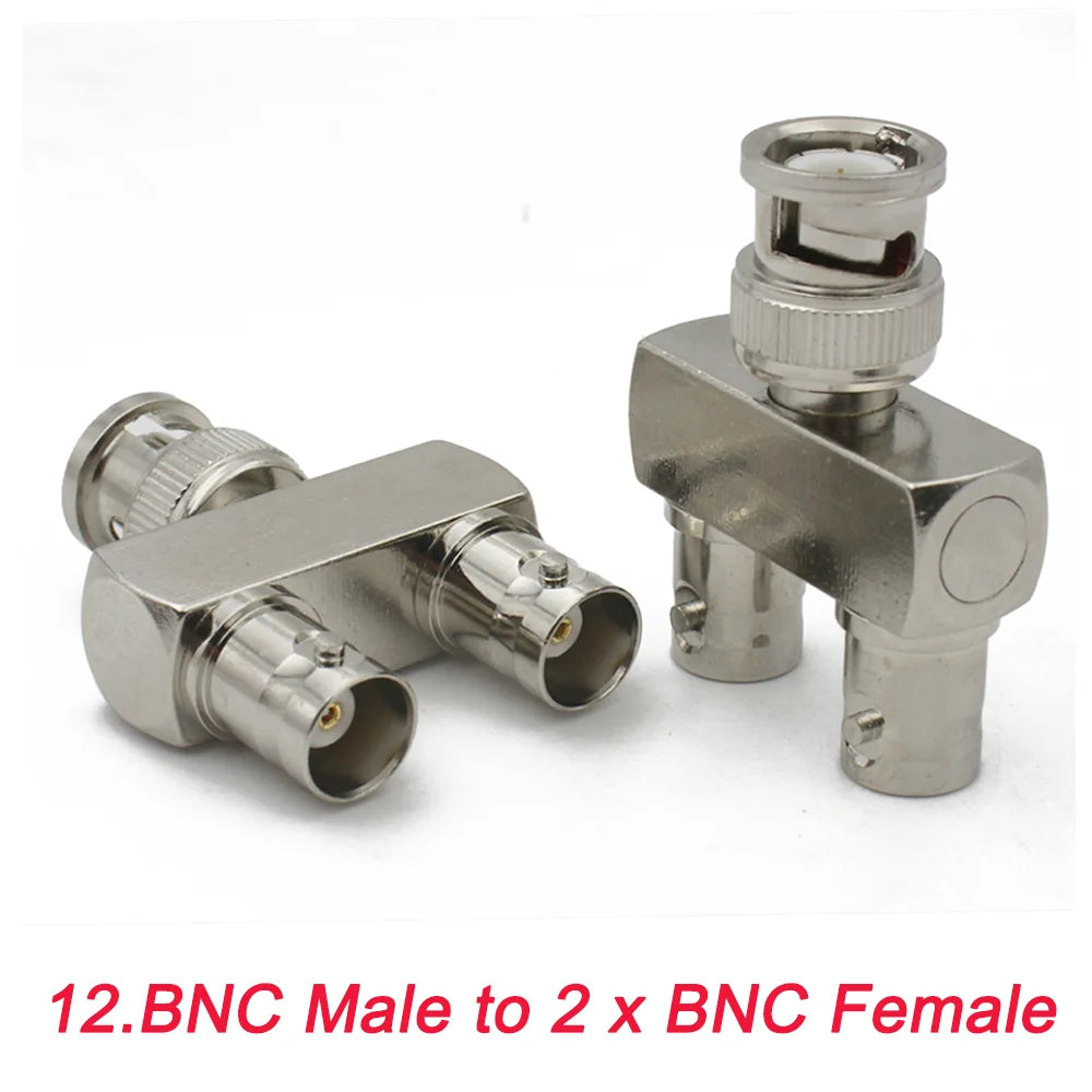 1pc/lot BNC Q9 Adapter BNC Male To BNC Double Male Female 90 Degree Straight Tee Shape RF Coaxial Connector 3way 4way Splitter