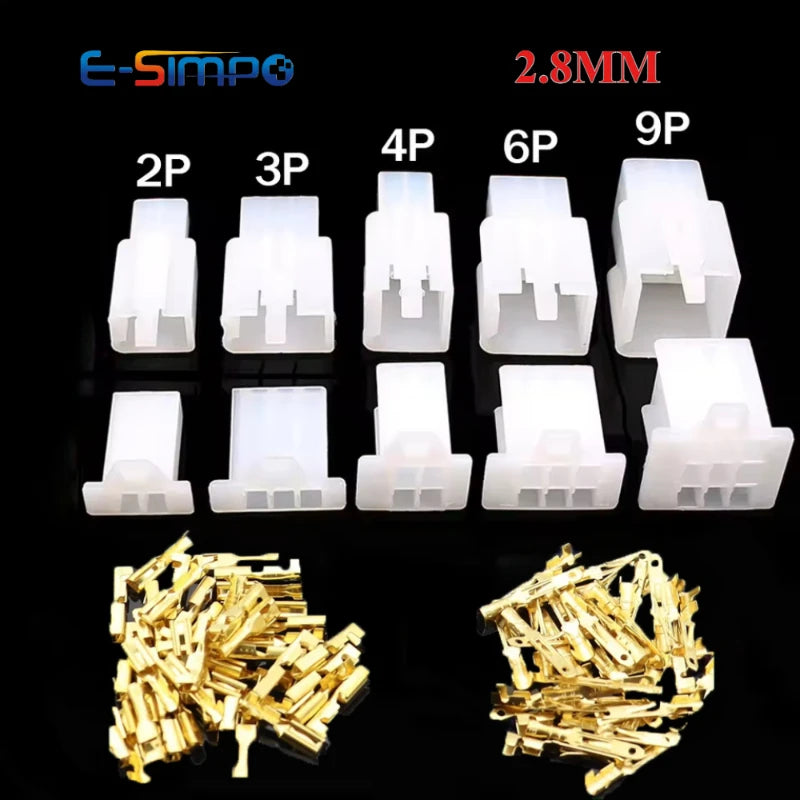10Sets 2.8mm 2/3/4/6/9Pin Automotive Electrical Wire Connector Male Female Cable Terminal Plug Kits Car Motorcycle Plug Socket