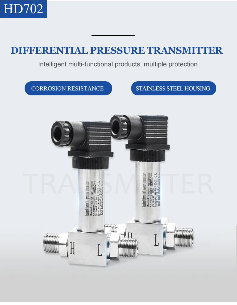 4-20mA  Water Differential Pressure Transmitter Sensor 0-0.05Mpa Full Stainless Steel G 1/2"