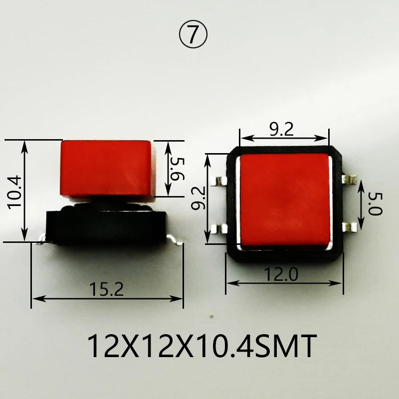 10 Sets Momentary Tactile Button 4PIN SMT/DIP 12X12mm H=9.8/9/16.8mm With Cap Tact Switch Push Button Switch Micro Key Button