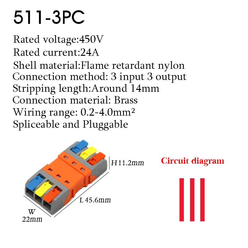 5PCS Quick Wire Connectors Lever Splicing 1/2/3/4/8/10 Pins Universal Compact Plugable Spliceable Male Female Terminals Blocks