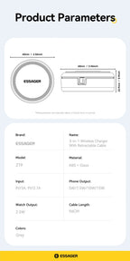 Essager 15W 3 in 1 Magnetic Wireless Charger With 96cm Retractable Type-C Cable For iPhone 16 15 14 13 Pro Max Airpods Watches
