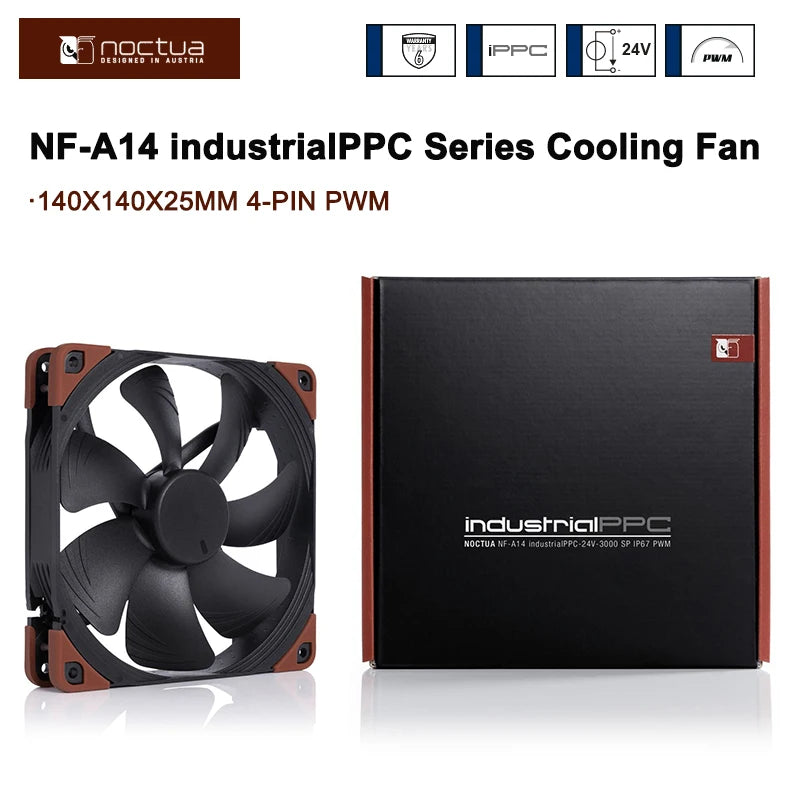 Noctua NF-A14 industrialPPC 2000RPM/3000RPM IP67 140mm Case Fan 12V/24V PWM CPU Cooling Fan Computer Case Industrial Equipment