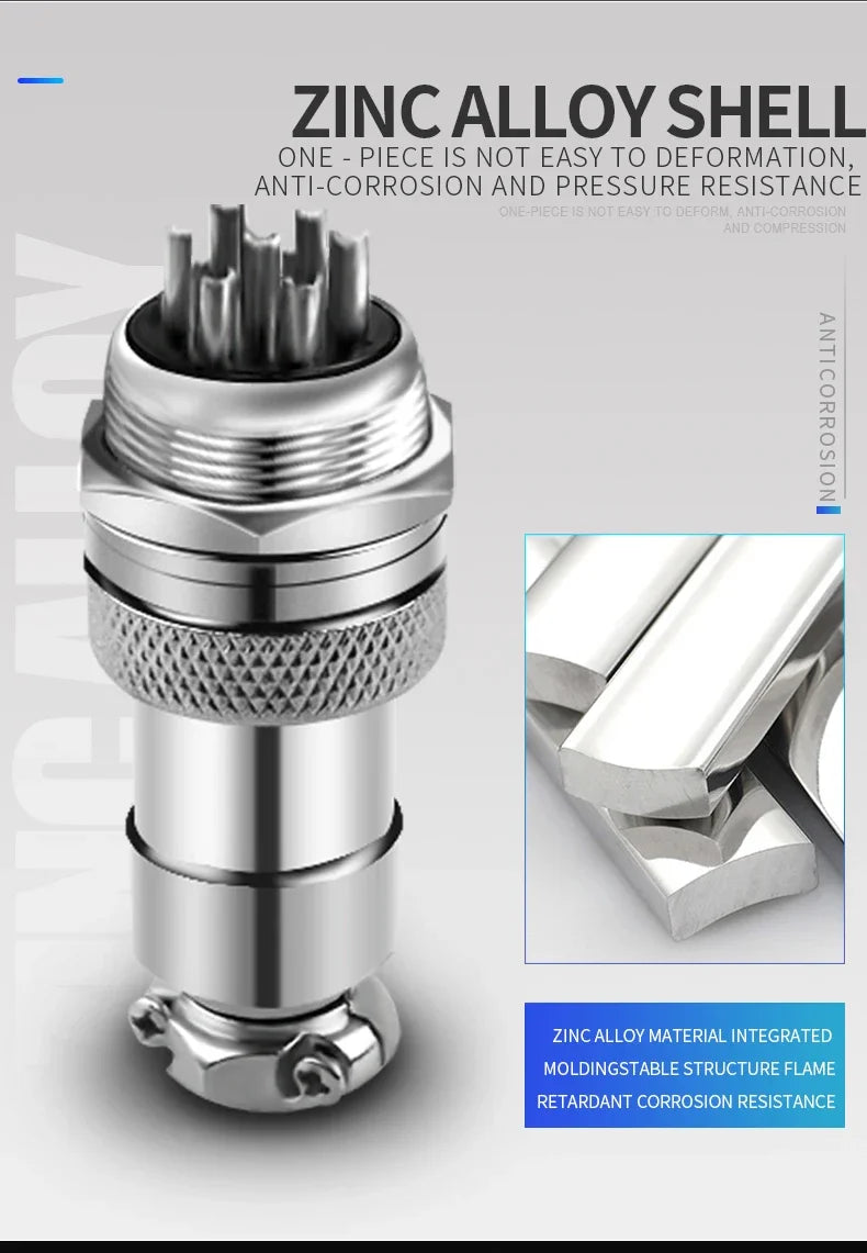 GX12 GX16-2/3/4/5/6/7/8/9/10Pin Electronic Connection Waterproof Heat-resistant Male Female Connectors With 1M Cable