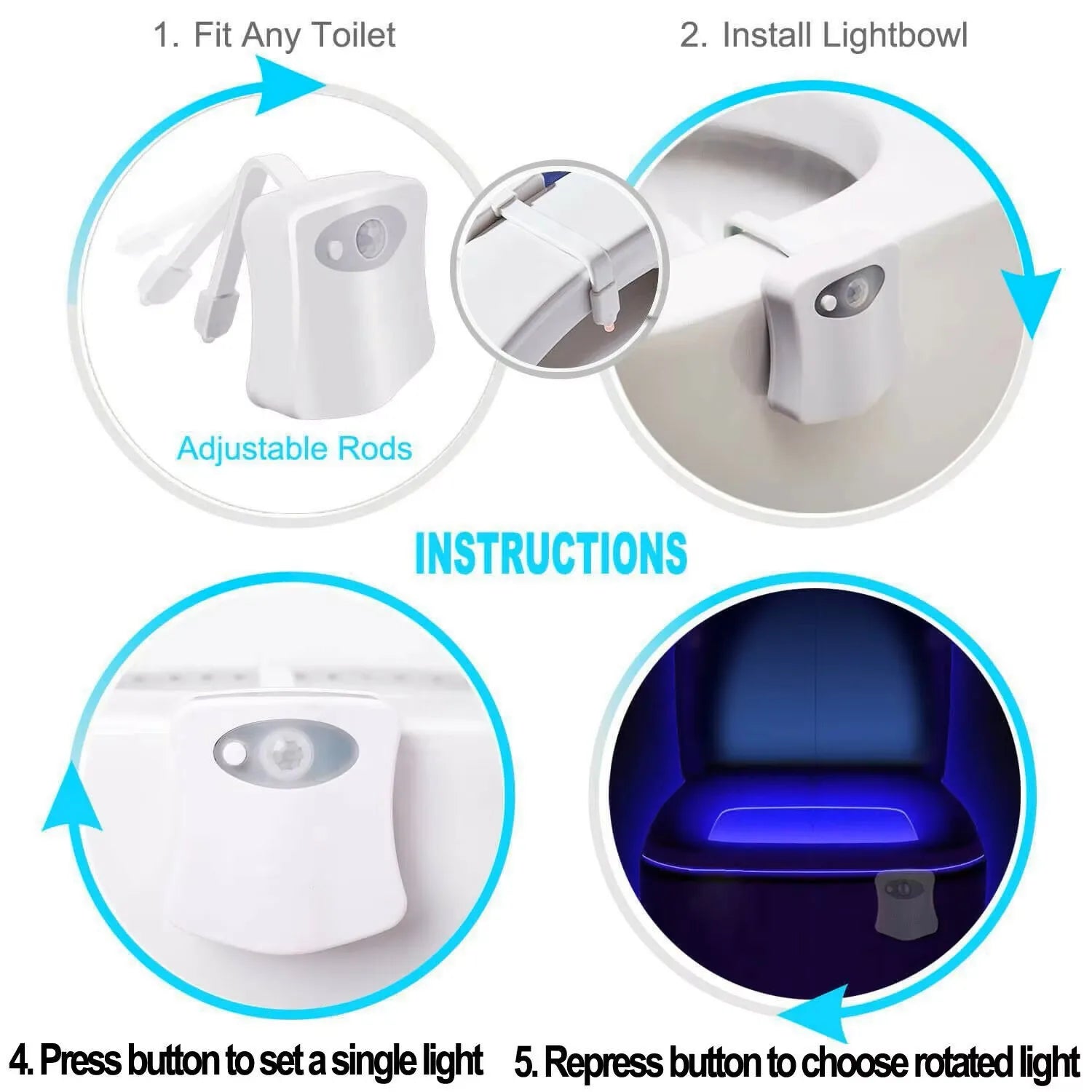 Color Changing Toliet Night Light Motion Sensor Led Motion Activated Washroom UV Slap Activated Butt Smart Night Light