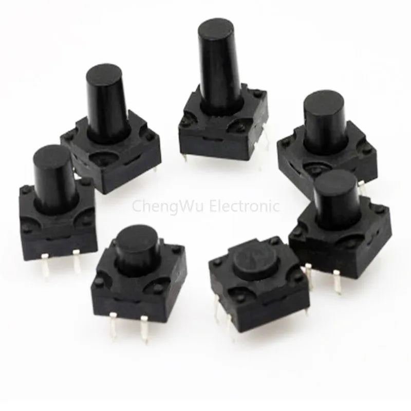 20pcs/lot 12x12mm Panel Waterproof Tact Switch 12*12*6/7/8/9/10/12mm Dustproof Switch 4Pin DIP Micro Buttons