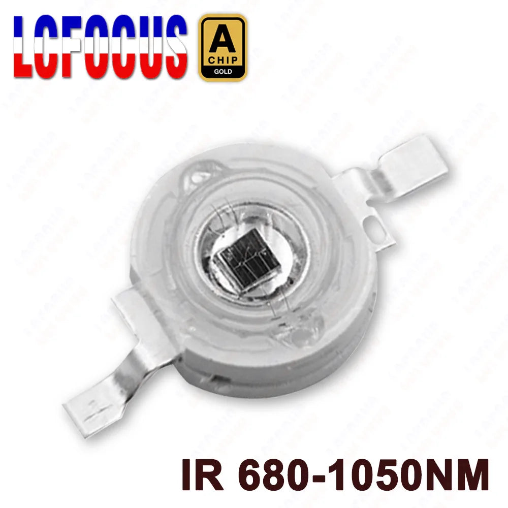 1Pcs 3W IR 680nm 740nm 800nm 850nm 880nm 900nm 940nm 980nm 1000nm LED Light Beads Infrared Chip For CCTV Camera Night Vision