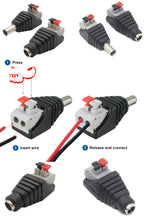 Female and Male DC Connectors 2.1x5.5mm Power Plug Adapter Jacks Sockets Connector for Single Color LED Strip Light CCTV Camera