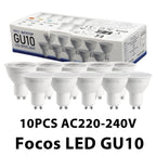 10 Pack Focos Gu10 Spotlight Lampara 220V Led Bulb Wholesale 9W White Warm 3000k 6000K Suitable for Home Commercial Buildings