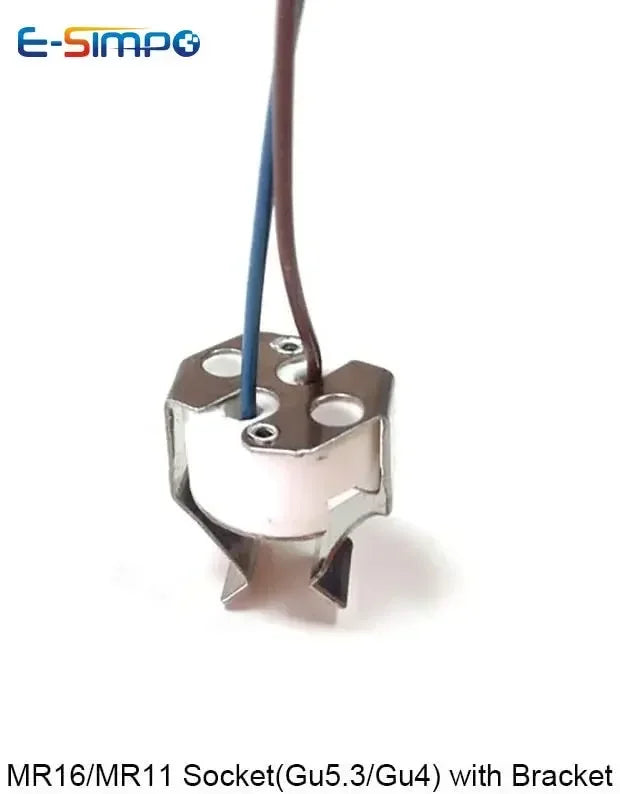 5pcs MR11 MR16 Socket Lamp Holder with Bracket LED Halogen G4 G5.3 Gu5.3 Light Socket Porcelain 20cm Long Wire Lead