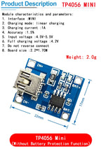 10pcs 5V 1A 18650 Lithium Battery Charging Board PLR TP4056 Lithium Charging Mini/Micro USB Type C Charge Module With Protect