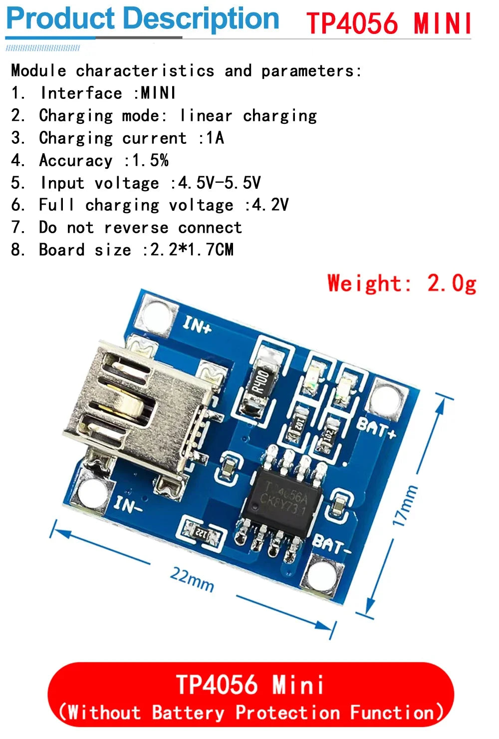 10pcs 5V 1A 18650 Lithium Battery Charging Board PLR TP4056 Lithium Charging Mini/Micro USB Type C Charge Module With Protect