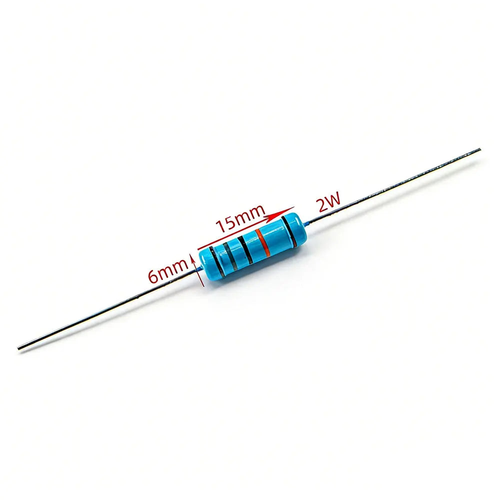 20pcs 2W Metal Film Resistor color Ring Power Resistor 0.1~1M 0.12R 0.22 2 3 3.3 4.7 10R 47 100 470 1K 2.2 22K 33 4.7K 100KOhm