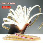 IP67 Waterproof 12/24V COB LED Strip Light 480LED/m Dimmable RA90 LED Lights High Density Flexible Ribbon Tape 3000K 4000K 6000K