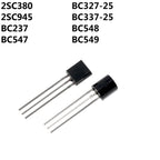 200PCS 2SC380 2SC945 BC237C BC327-25 BC337-25 BC547 BC548 BC549  triode transistor TO-92 DIP