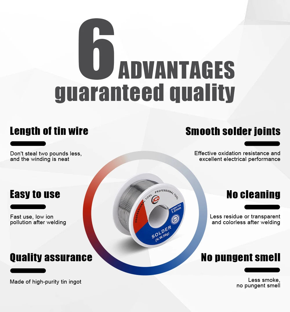 JCD High-Purity Lead-free Solder Wire 50g 0.6mm 0.8mm 1.5mm Household Low-temperature Environmentally Friendly Solder Joint