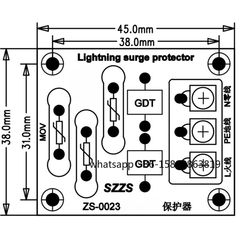 AC Power Surge Protector with Gas Discharge Tube & Varistor for Lightning & Overvoltage Protection - Size 48x38x28mm 1PC