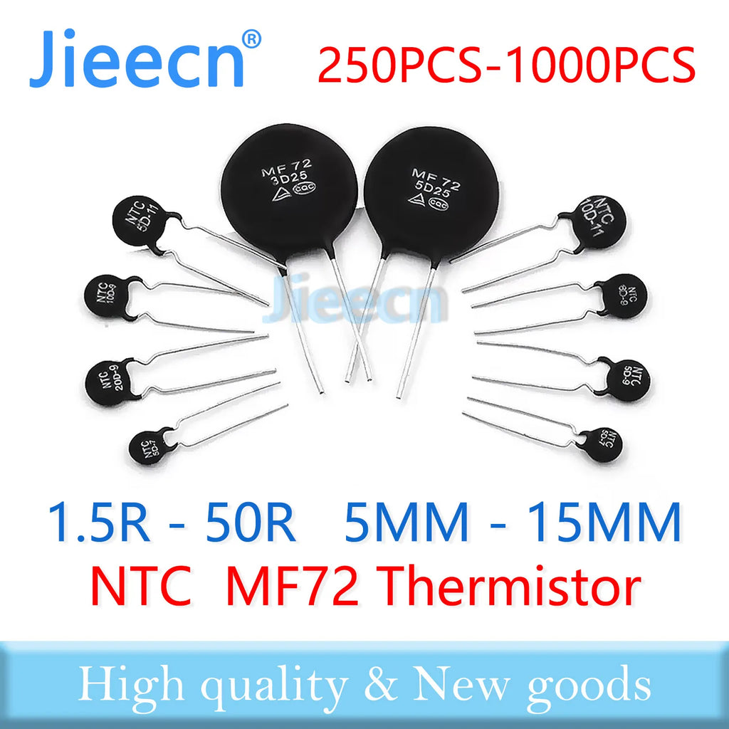 NTC MF72 Thermistor 5-15MM 1.5R 2.5R 3R 5R 8R 10R 12R 15R 16R 20R 22R 30R 33R 47R 50R OHM 10D-5 10D-7 10D-9 10D-11 10D-13 10D-15