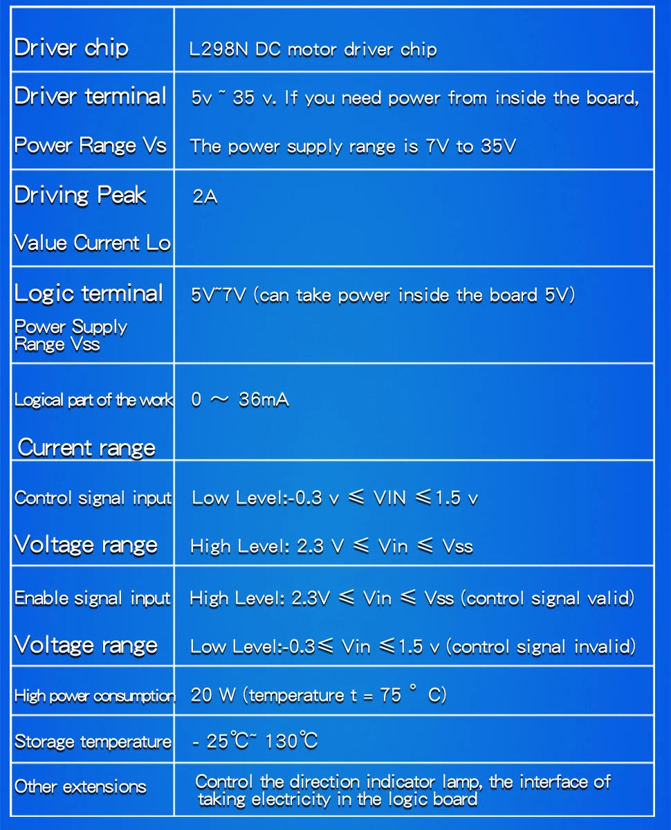 1PCS L298N Driver Board Module L298N Stepper Motor Smart Car Robot Breadboard Peltier High Power L298 DC Motor Driver