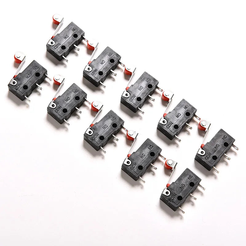 10Pcs Micro Roller Lever Arm Open Close Limit Switch KW12-3 PCB Micro Switch‘