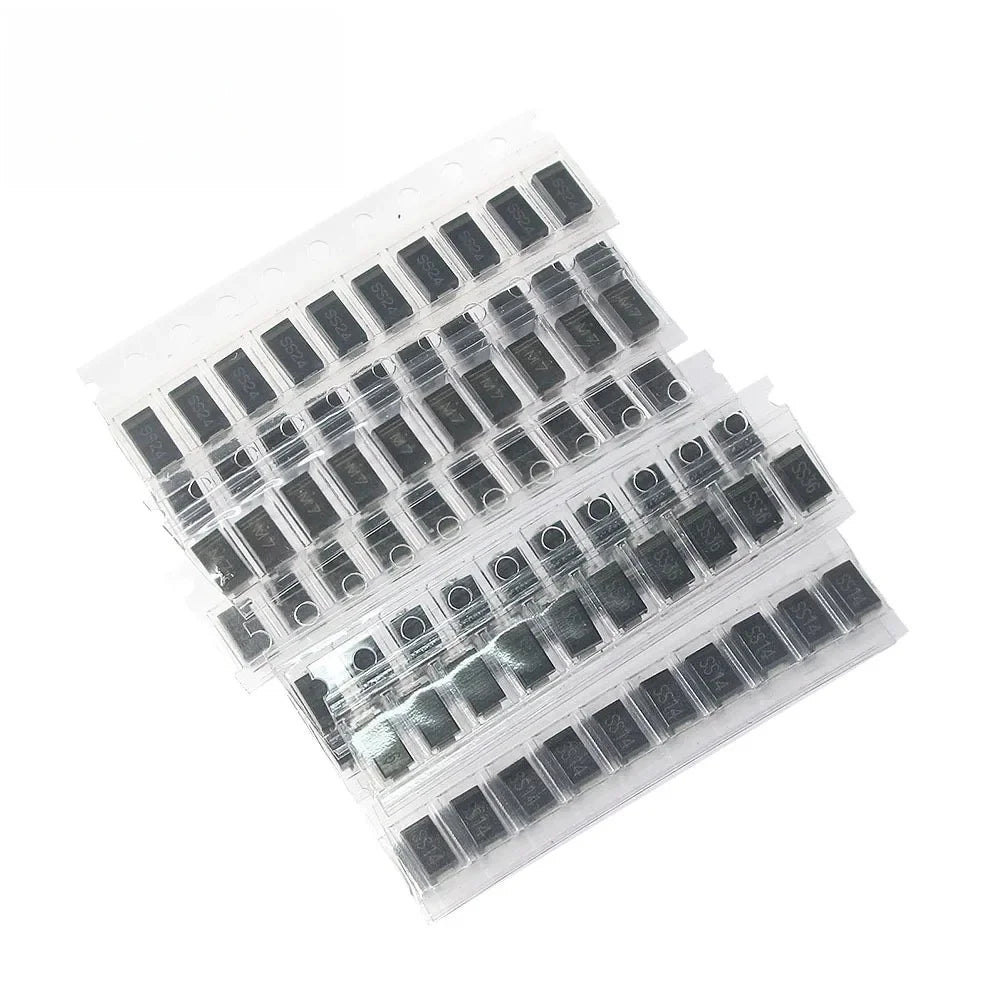 Takefast 90pcs SMD Diode Kit 1N4007 1N4001 1N4004 SS14 SS16 SS24 SS26 SS34 SS36 9 Values X10pcs Rectifier Diodes Schottky