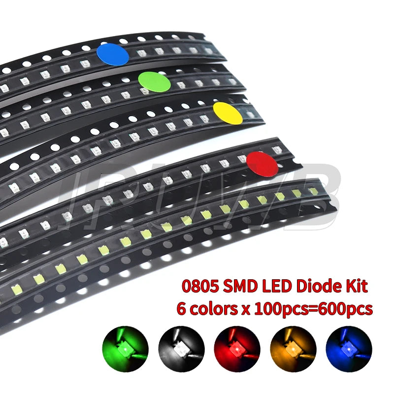 5050 5730 1210 1206 0805 0603 0402 SMD LED Diode Kit Red Green Blue White Yellow Orange 600pcs=6colors x 100pcs