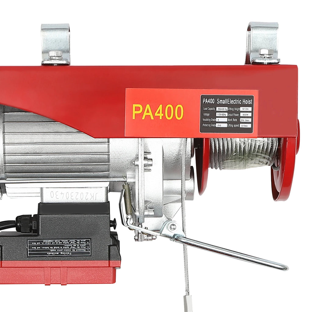 880LBS 110V Electric Winch, 2 in 1 Electric Hoist Winch with 328ft Wireless Remote Control Emergency Stop Heavy Duty Lift Hoist for Factory Garage Warehouse
