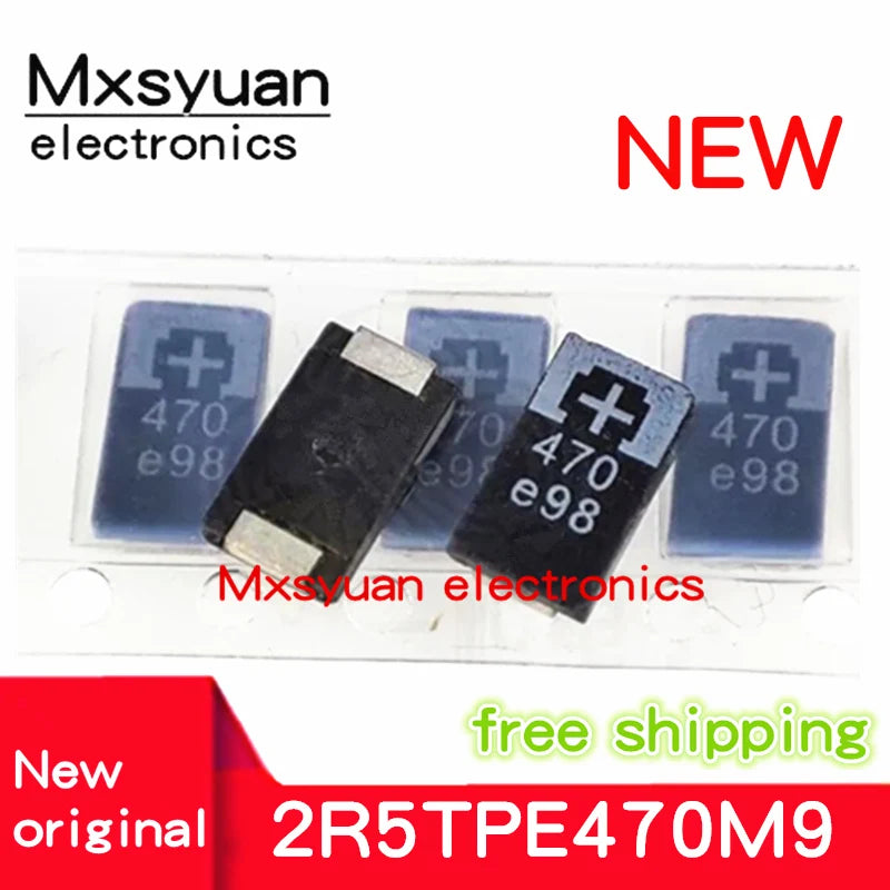 50PCS/LOT 2R5TPE470M9 470 2.5V 470UF SMD Tantalum Capacitor 100% New Original Stock