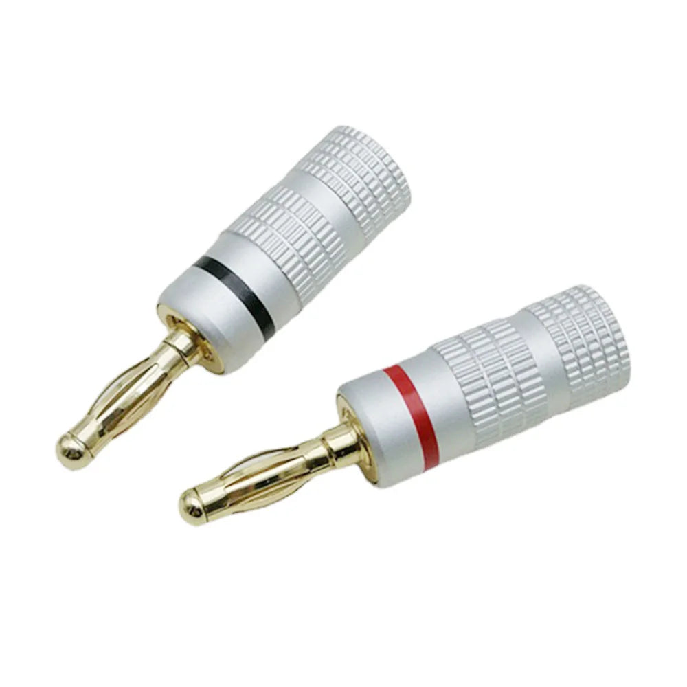 Musical Sound 24K Gold Plated Speaker Plugs Audio Banana Connector for Speaker Wire Open Screw Type Hifi Banana Plugs