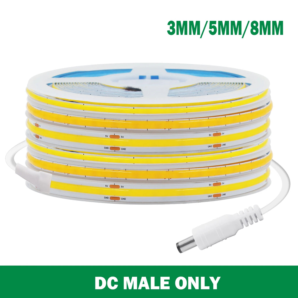 3MM 5MM 8MM COB LED Light Strip 5V 320LEDs PIR Motion Sensor Flexible Night Light USB/AAA Battery Powered Tape 3000K 4000K 6000K