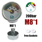 Mini 200bar 350bar Manometer Gauge 1inch 1/8NPT, 1/8BSPP, M10*1, M8*1 High Pressure Hand Pump Diving Mountaineering