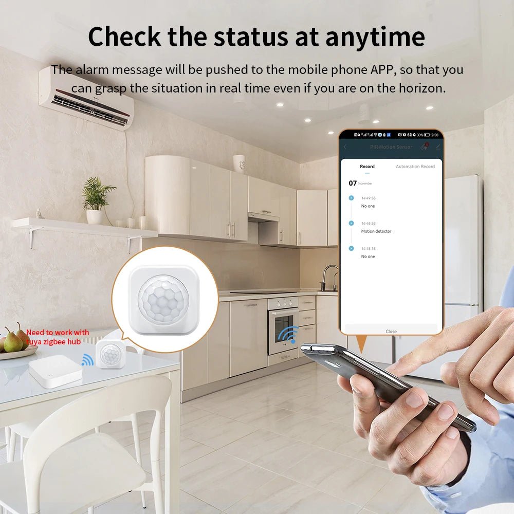 1- 10PCS Tuya Zigbee PIR Motion Sensor Detector Security Smart Life Tuya Zigbee Movement PIR Detector Needs Zigbee Gateway/Hub