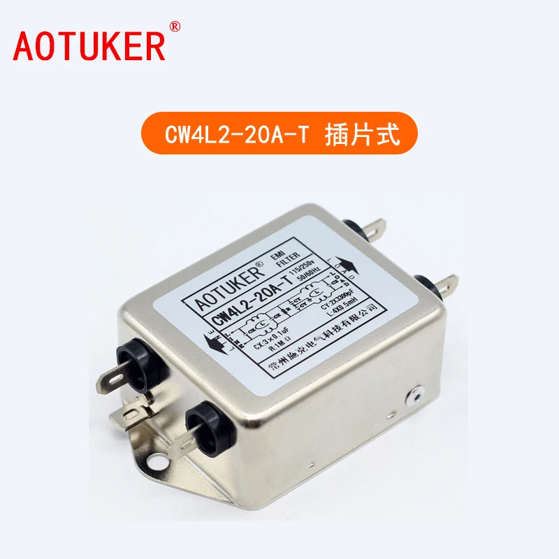 EMI Power Filter 115V/220V/250V Single Phase CW4L2-20A-T Dual Stage Filter Anti-Interference Power Purifier