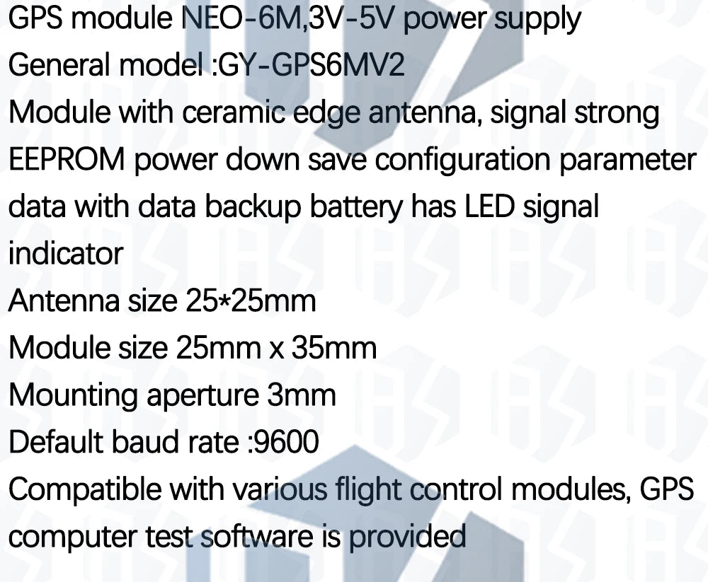 NEO-M8N/NEO-6M GPS Module (GY-GPSV3): Compatible with APM 1.65/2.56, Pixhawk V2.4.5 & MWC Controllers – 3.6V Operating Voltage